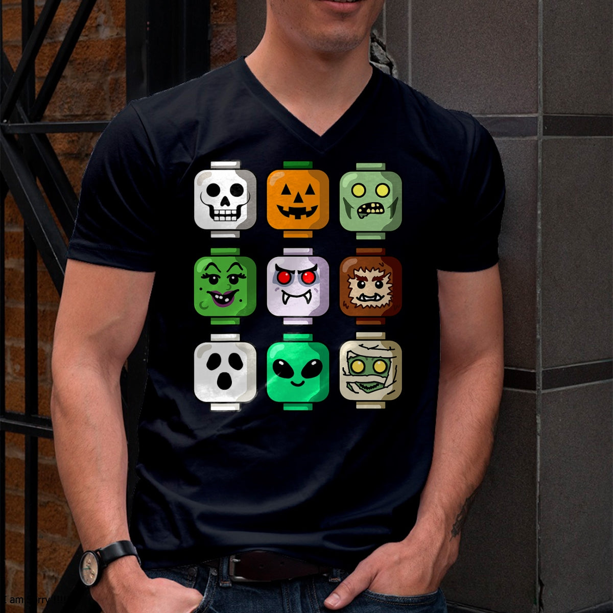 Halloween Building Brick Head Pumpkin Ghost Zombie Boys T-Shirt - Halloween Unisex T-Shirt/Hoodie - NGHL00