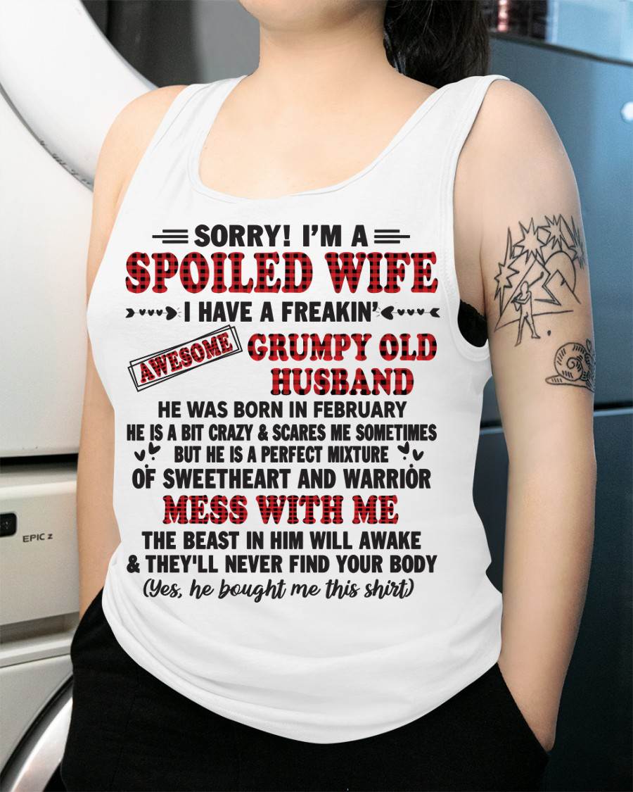 FEBRUARY - SPOILED WIFE OF AWESOME GRUMPY OLD HUSBAND - PERFECT GIFT FROM HUSBAND - NGHL02 (SKU12-111-02)