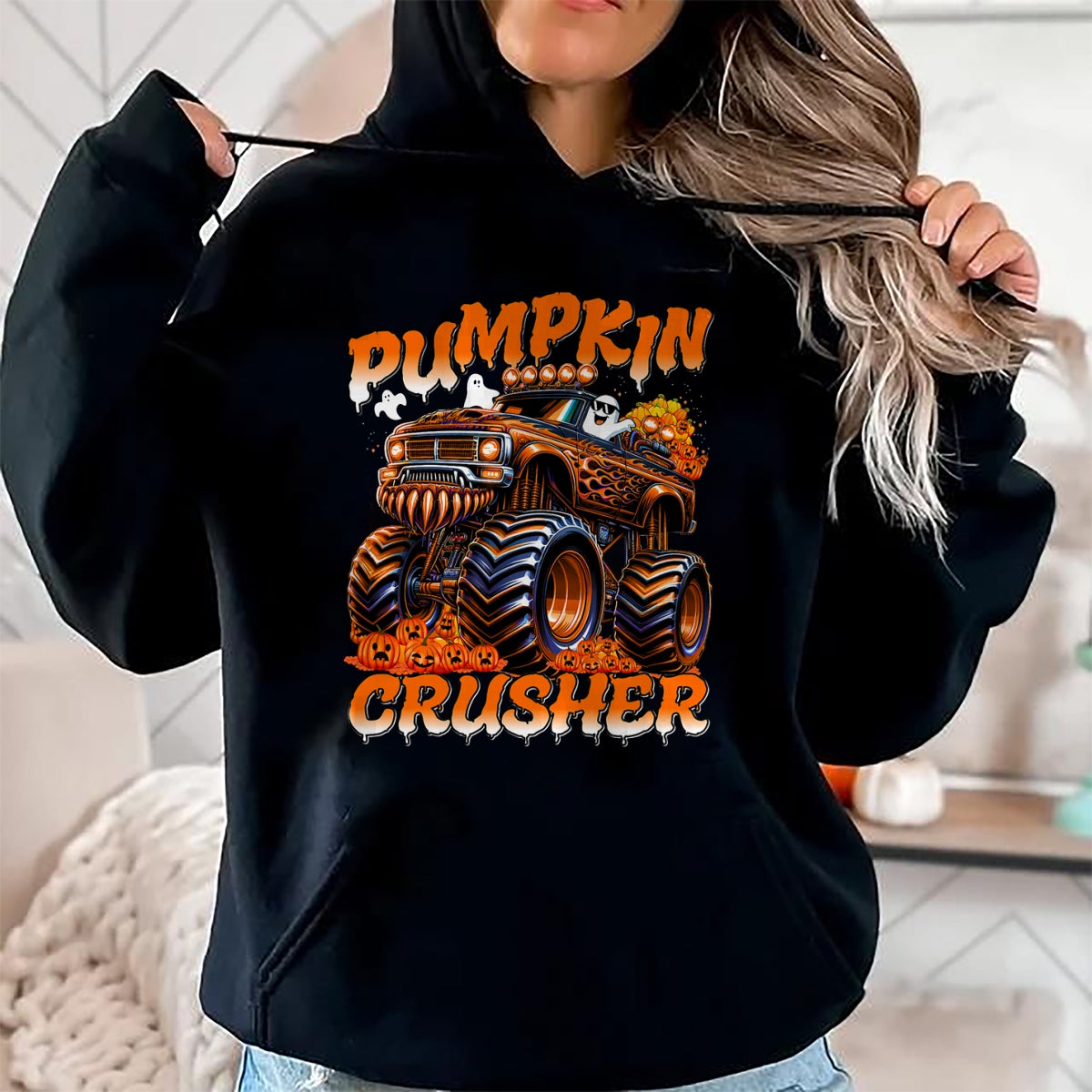 Pumpkin Crusher Monster Truck Ghosts Halloween for Boys T-Shirt - Halloween Unisex T-Shirt/Hoodie - NGHL00