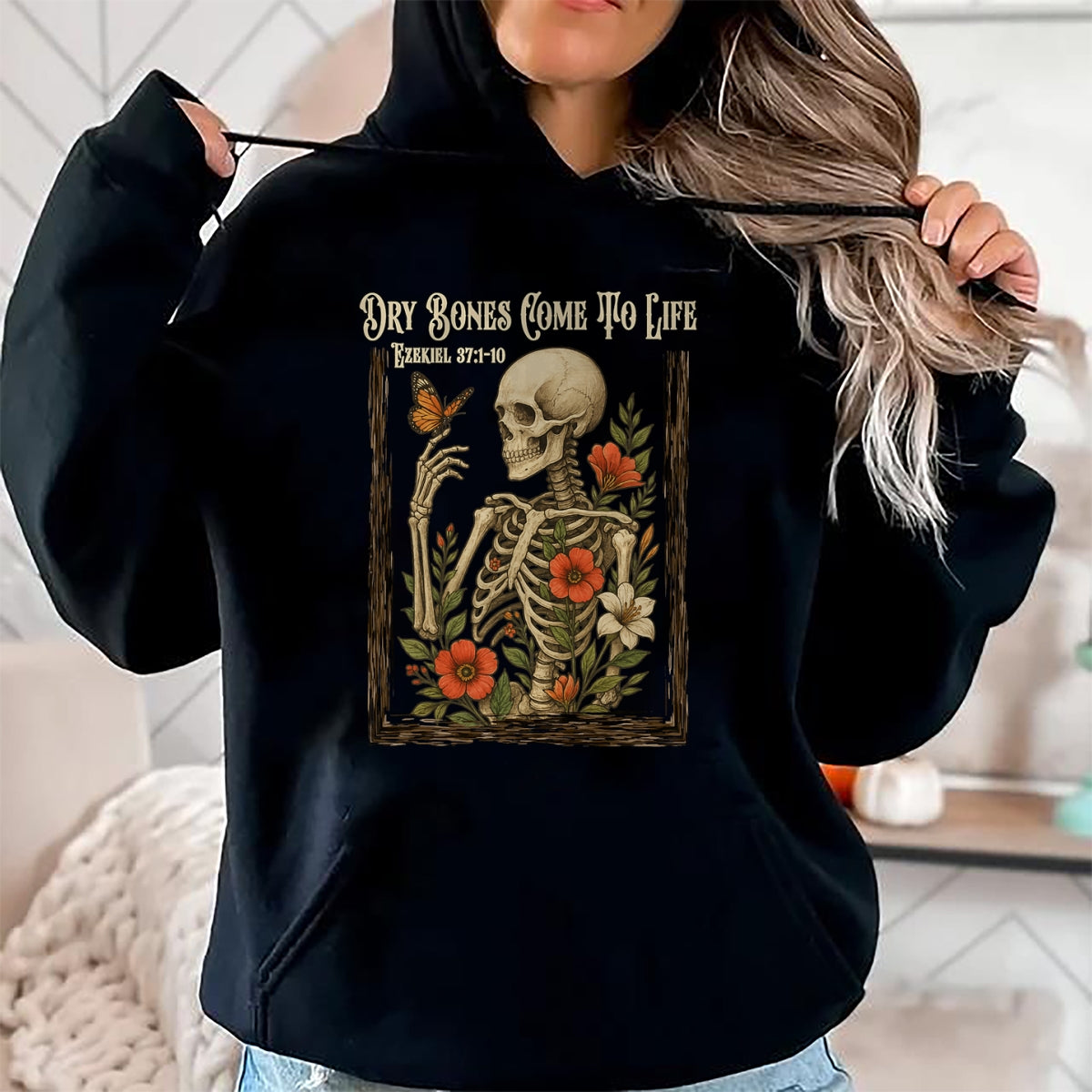 Christian Faith Dry Bones Come to Life Skeleton Floral T-Shirt - Halloween Unisex T-Shirt/Hoodie - NGHL00 (Copy)