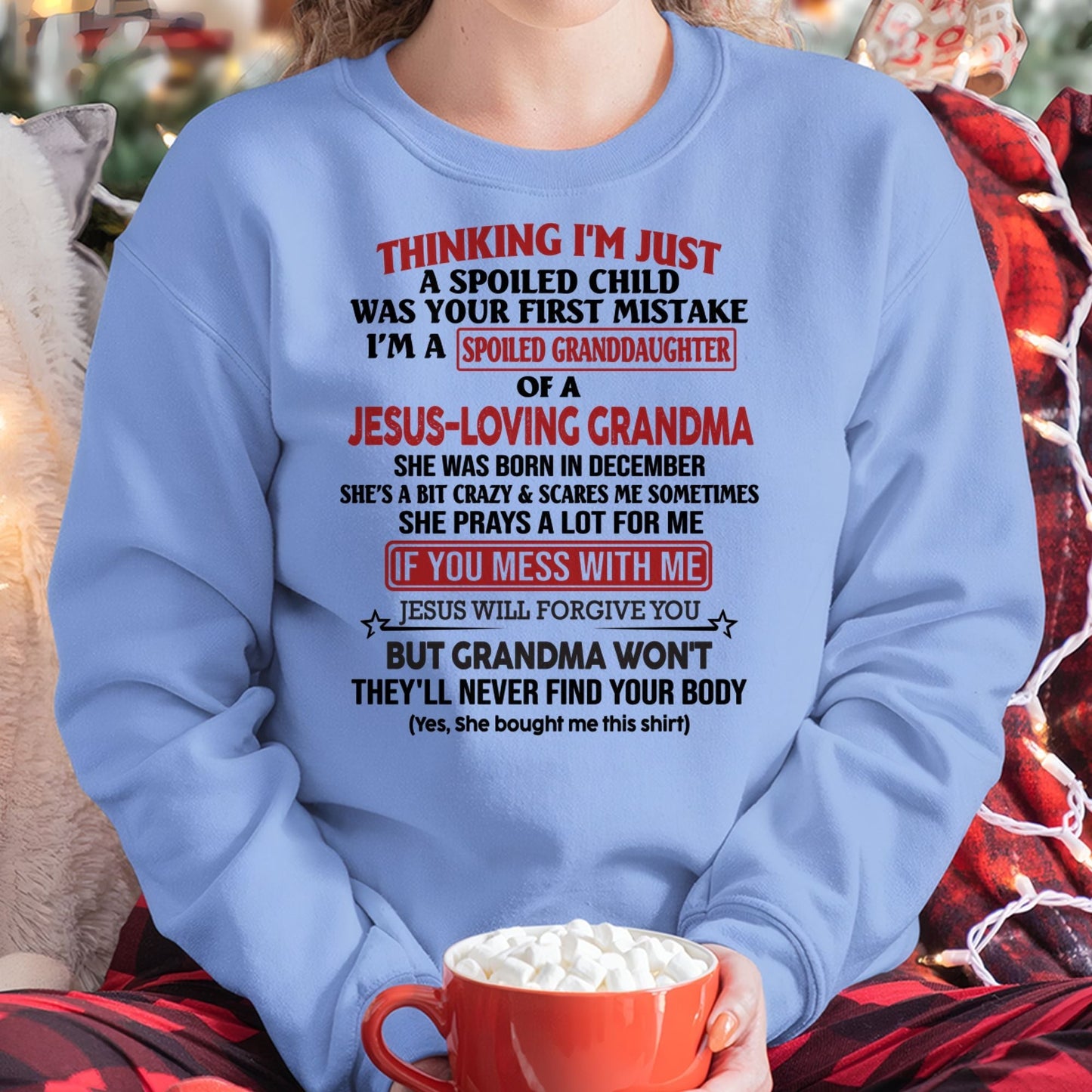 Christian Girl Shirt – Spoiled by Grandma December Edition – From Grandma to Granddaughter NGHL12 (SKU07-181-12)