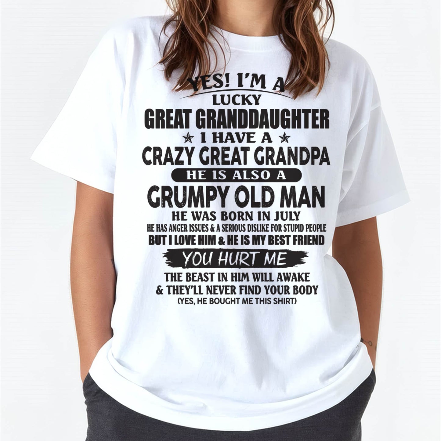 JULY - LUCKY GREAT GRANDDAUGHTER OF CRAZY GREAT GRANDPA - PERFECT GIFT FROM GREAT GRANDPA - NGHL07 (SKU12-287-07)