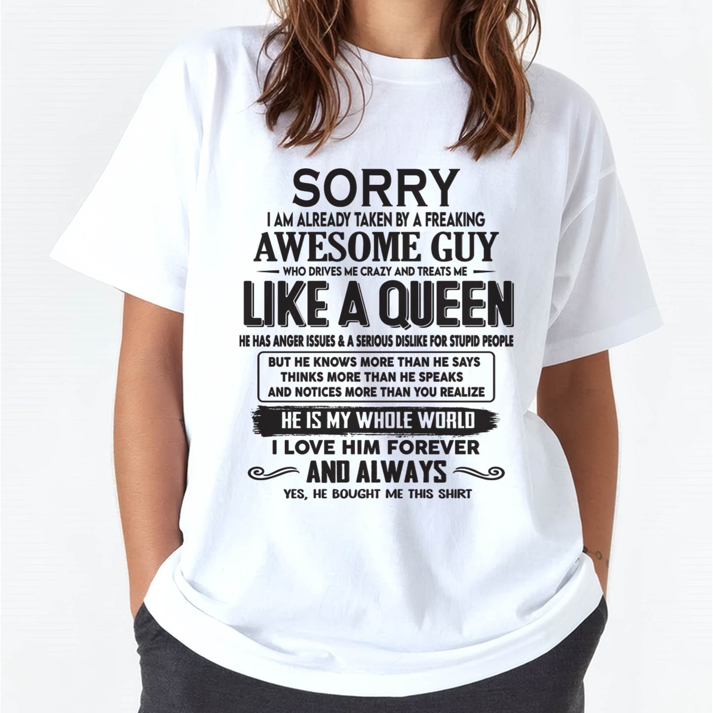 Sorry I am already taken by a freaking awesome guy - Gift for Wife From Husband - NGHL00 (SKU08-25-00)