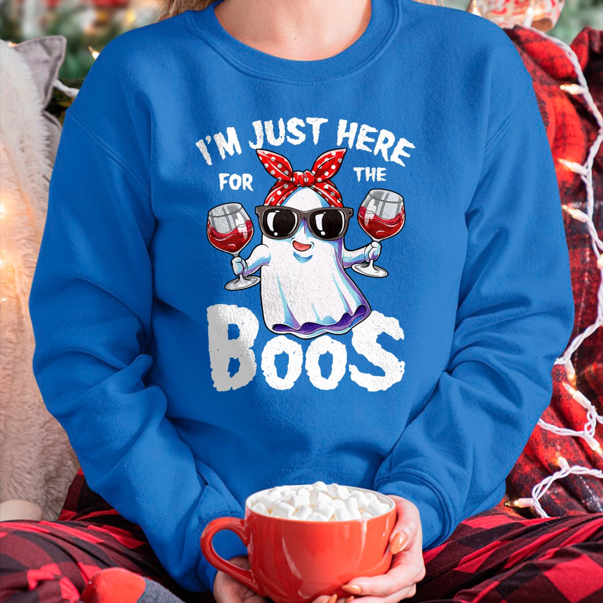 I'm Just Here For The Boos Halloween Women Ghost Cute Funny T-Shirt - Halloween Unisex T-Shirt/Hoodie - NGHL00