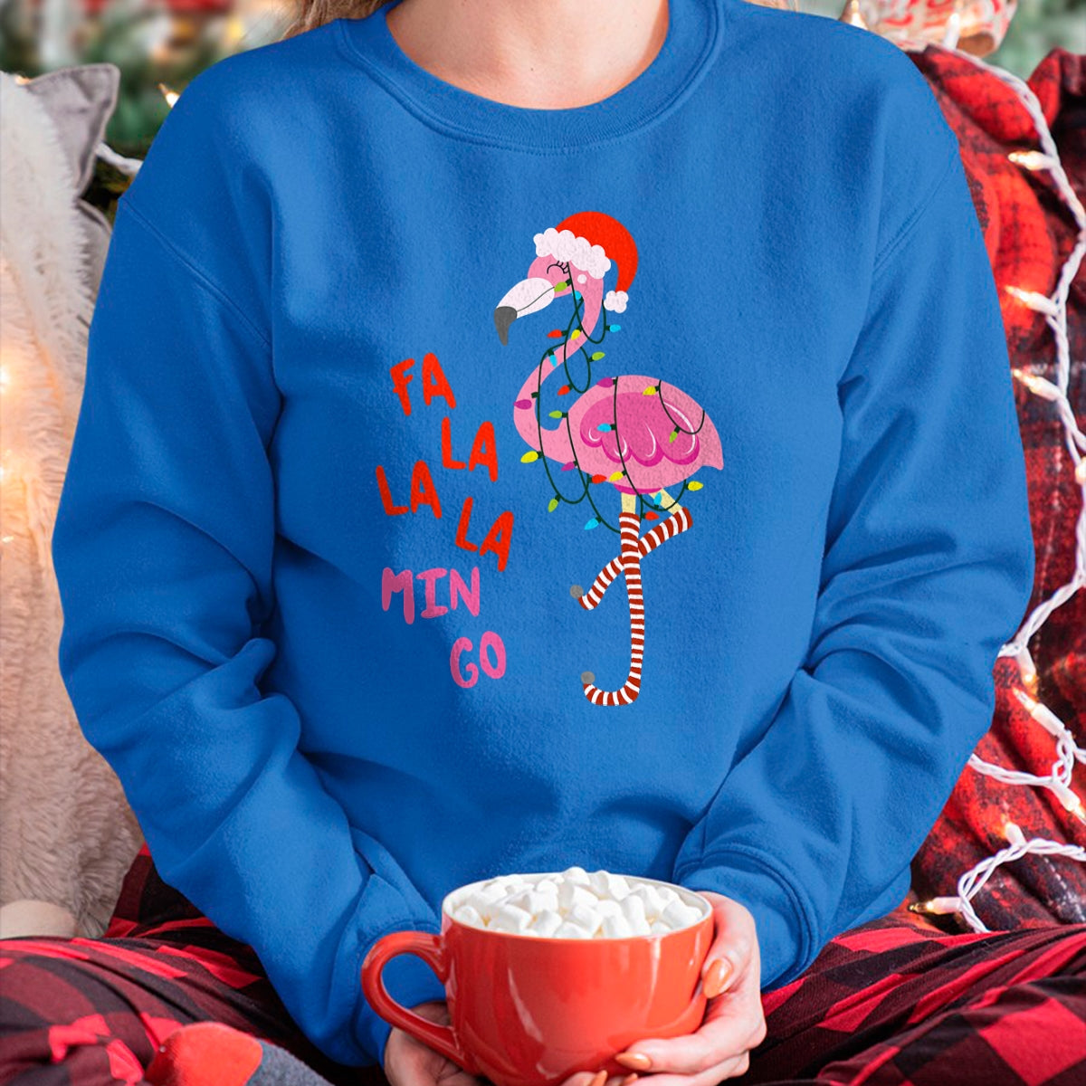 Fa La La Mingo Flamingo Christmas Tropical Xmas Tree Lights T-Shirt - Christmas Unisex T-Shirt/Hoodie/Sweatshirt - NGHL00