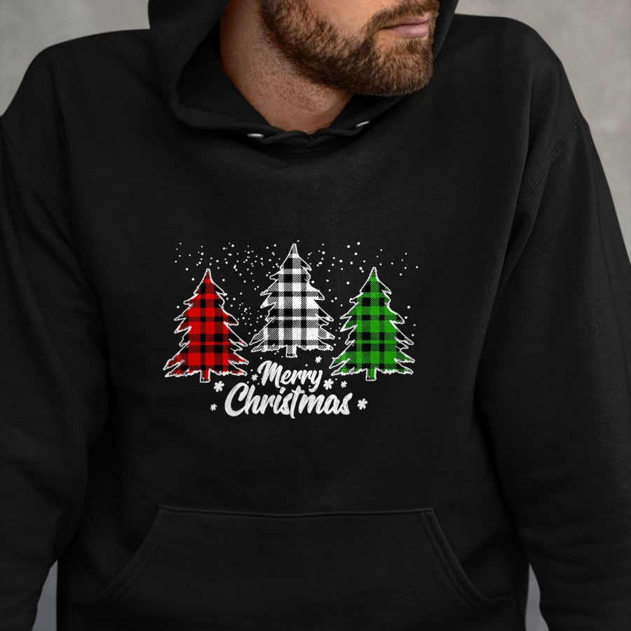 Merry Christmas Tree Xmas Buffalo Plaid Red White Green T-Shirt - Christmas Unisex T-Shirt/Hoodie/Sweatshirt - NGHL00
