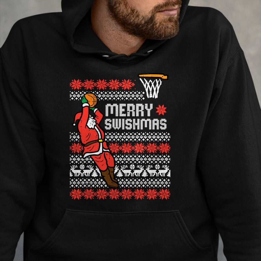 Merry Swishmas Basketball Ugly Christmas Xmas Men Boys Kids T-Shirt - Christmas Unisex T-Shirt/Hoodie/Sweatshirt - NGHL00