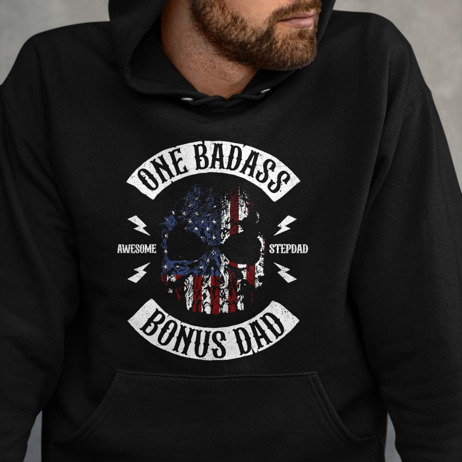 One Badass Bonus Stepdad Birthday Step Dad Fathers Day Gift T-Shirt - Gift From Dad Unisex T-Shirt/Hoodie - NGHL00 (SKUT-2310EMAILDS-41)
