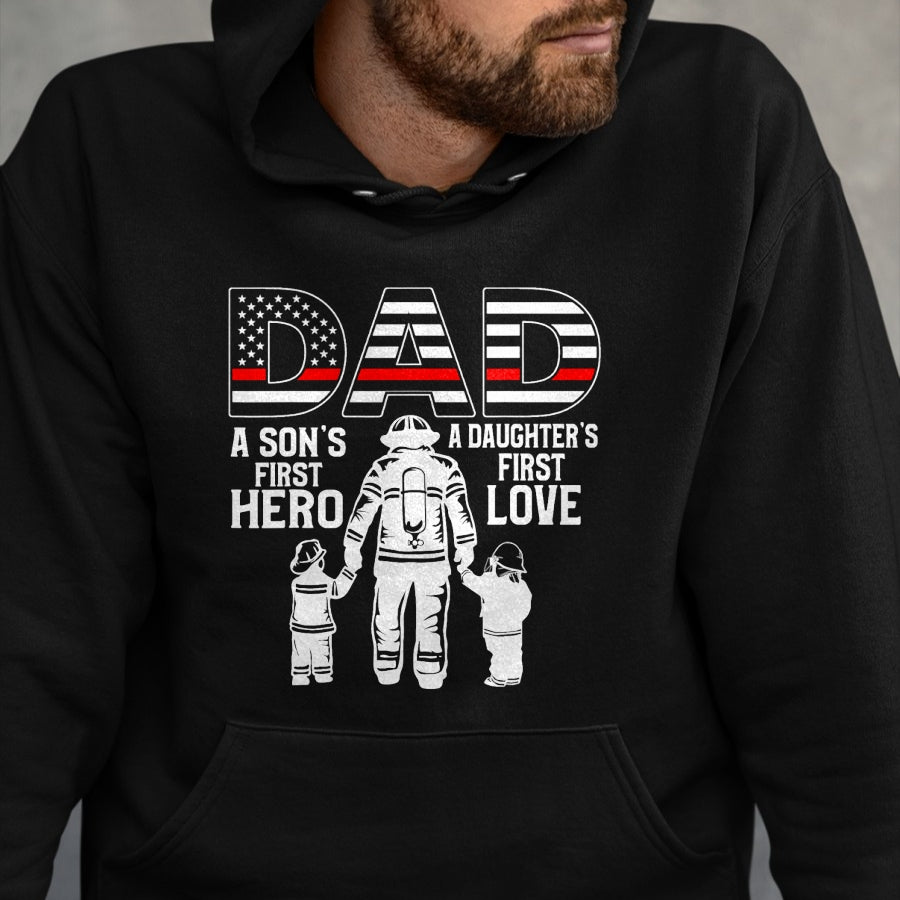 Proud Firefighter Dad Daddy Fireman Dad Father’s day Men T-Shirt - Gift From Dad Unisex T-Shirt/Hoodie - NGHL00 (SKUT-2310EMAILDS-44)