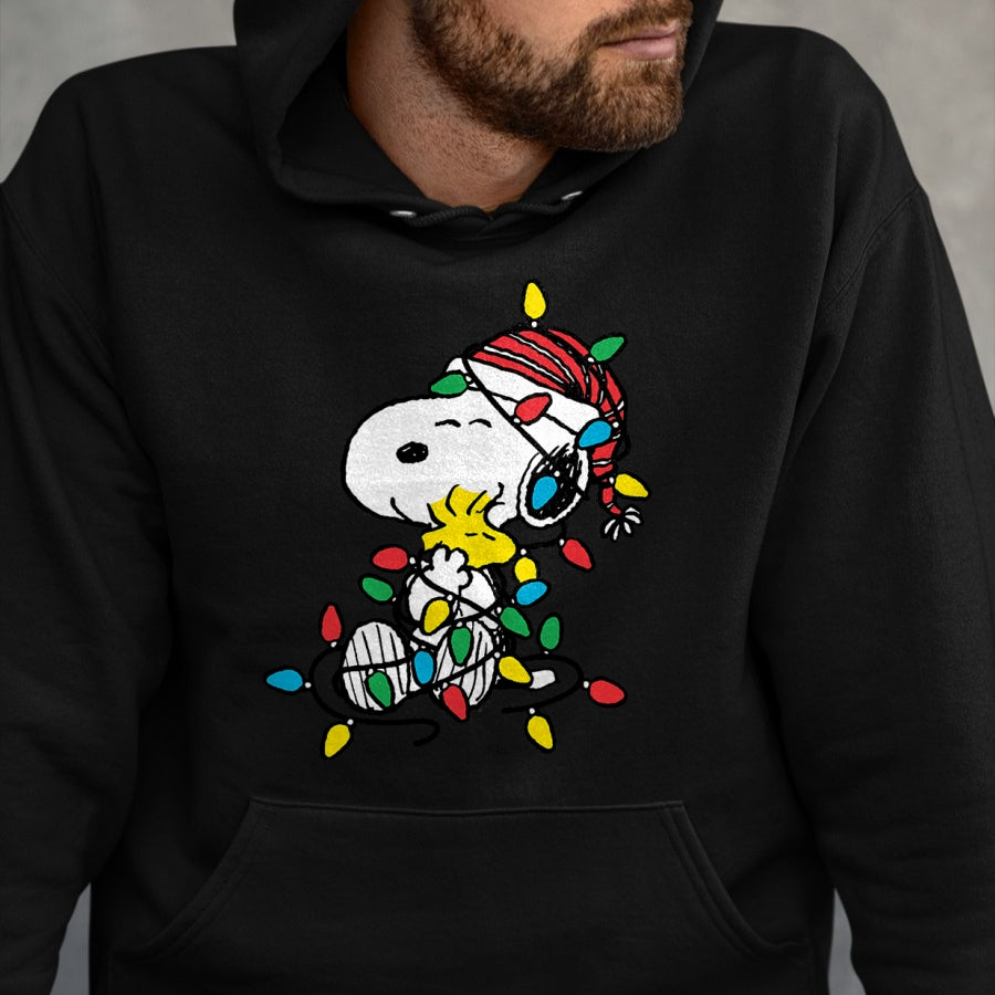 Peanuts - Snoopy Woodstock Christmas Lights T-Shirt - Christmas Unisex T-Shirt/Hoodie/Sweatshirt - NGHL00