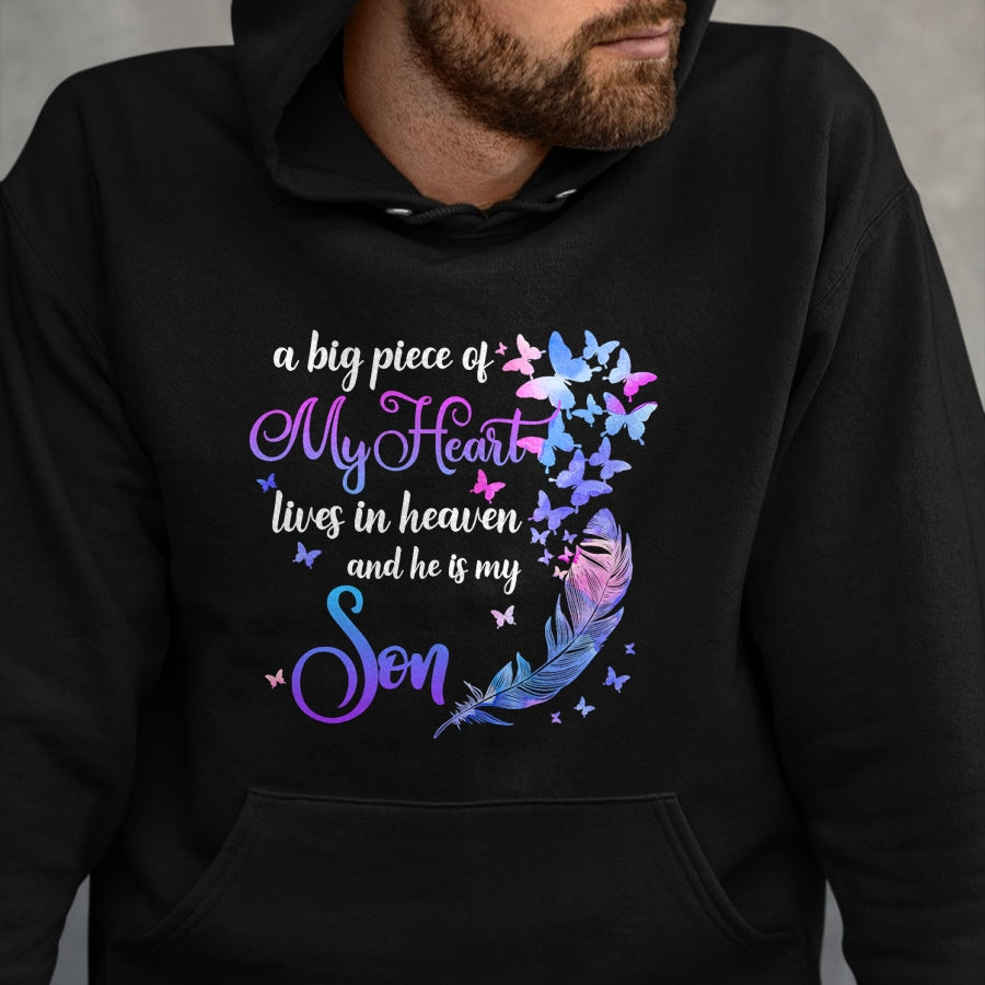 My Son Lives In Heaven Memorial Quotes Love Mom Dad Matching T-Shirt - Gift From Dad Unisex T-Shirt/Hoodie - NGHL00 (SKUT-2310EMAILDS-40)