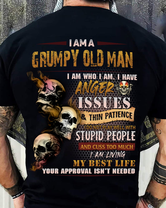 Grumpy Old Man T-Shirt - Funny Skull Anger Issues Tee - Perfect Gift For Men NGHL00 (SKU08-67-00)