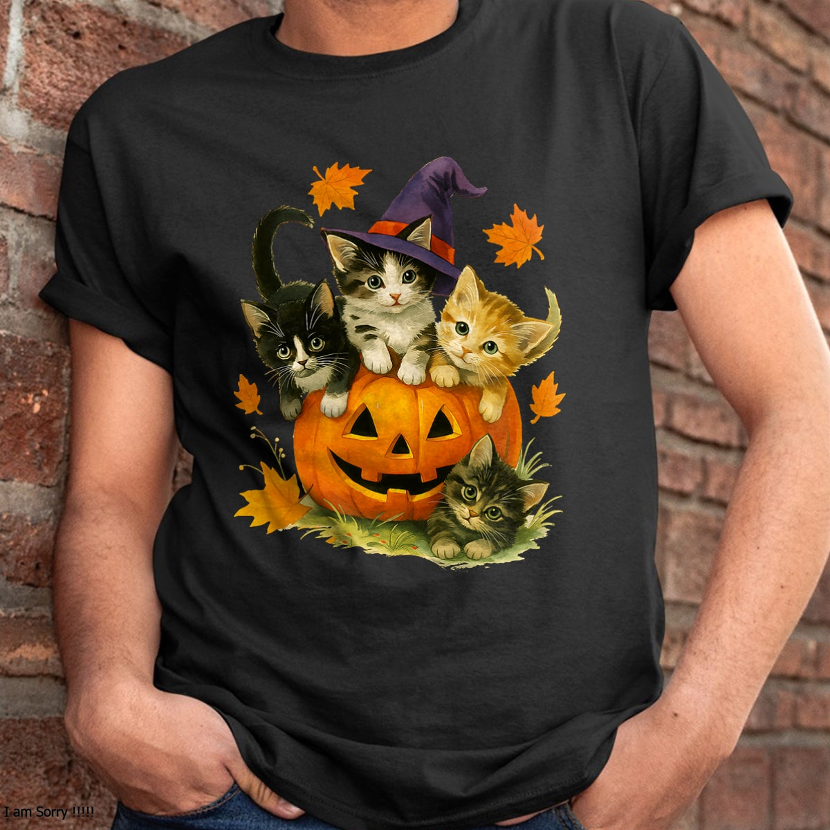 Cute Cat Pumpkin Halloween Spooky Season Vintage T-Shirt - Halloween Unisex T-Shirt/Hoodie - NGHL00