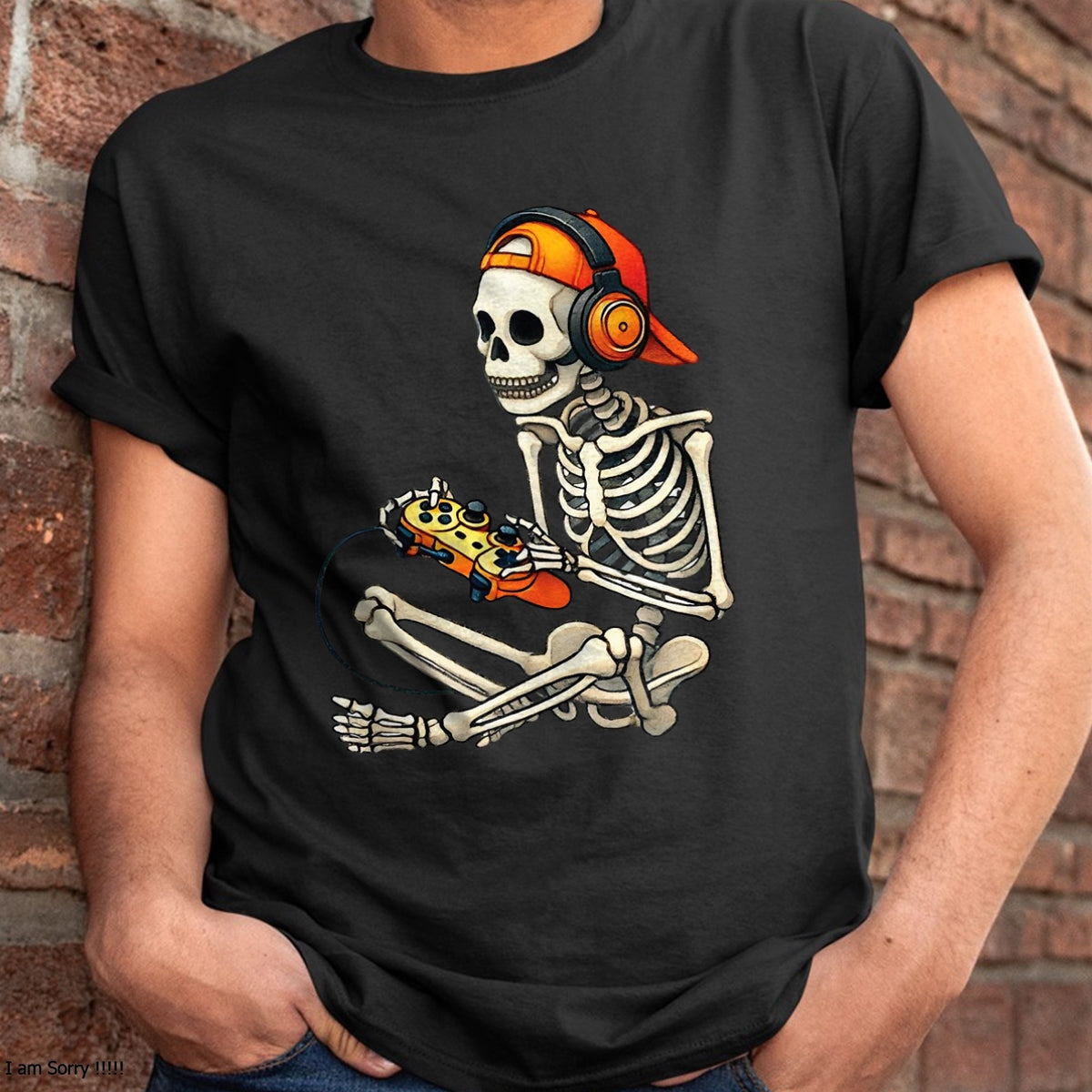 Halloween Skeleton Gamer Video Gaming Boys Men Kids Tees T-Shirt - Halloween Unisex T-Shirt/Hoodie - NGHL00