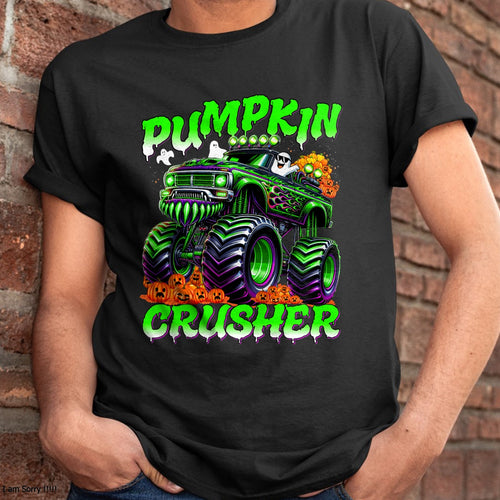 Pumpkin Crusher Monster Truck Ghosts Halloween for Boys T-Shirt - Halloween Unisex T-Shirt/Hoodie - NGHL00
