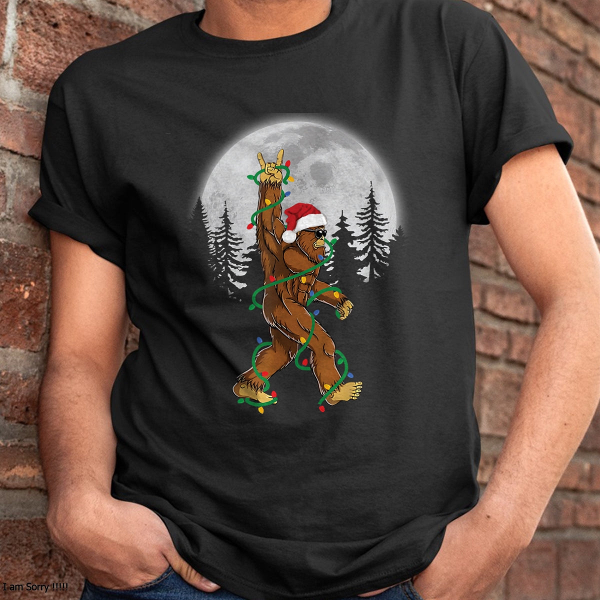 Bigfoot Santa Christmas Tree Lights Funny Xmas Sasquatch Long Sleeve T-Shirt - Christmas Unisex T-Shirt/Hoodie/Sweatshirt - NGHL00
