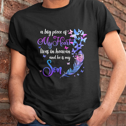 My Son Lives In Heaven Memorial Quotes Love Mom Dad Matching T-Shirt - Gift From Dad Unisex T-Shirt/Hoodie - NGHL00 (SKUT-2310EMAILDS-40)