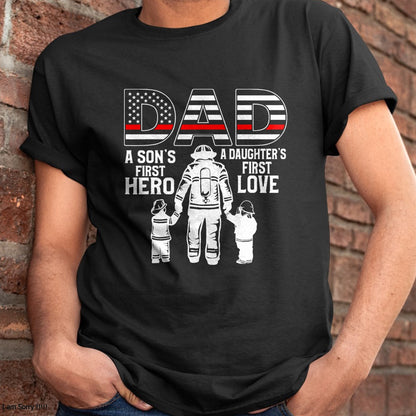 Proud Firefighter Dad Daddy Fireman Dad Father’s day Men T-Shirt - Gift From Dad Unisex T-Shirt/Hoodie - NGHL00 (SKUT-2310EMAILDS-44)
