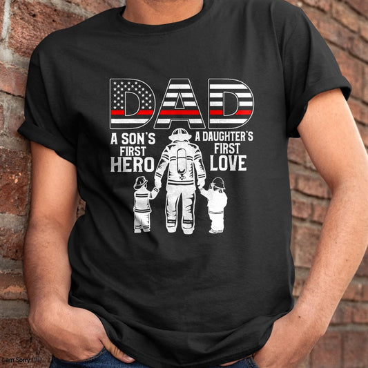Proud Firefighter Dad Daddy Fireman Dad Father’s day Men T-Shirt - Gift From Dad Unisex T-Shirt/Hoodie - NGHL00 (SKUT-2310EMAILDS-44)
