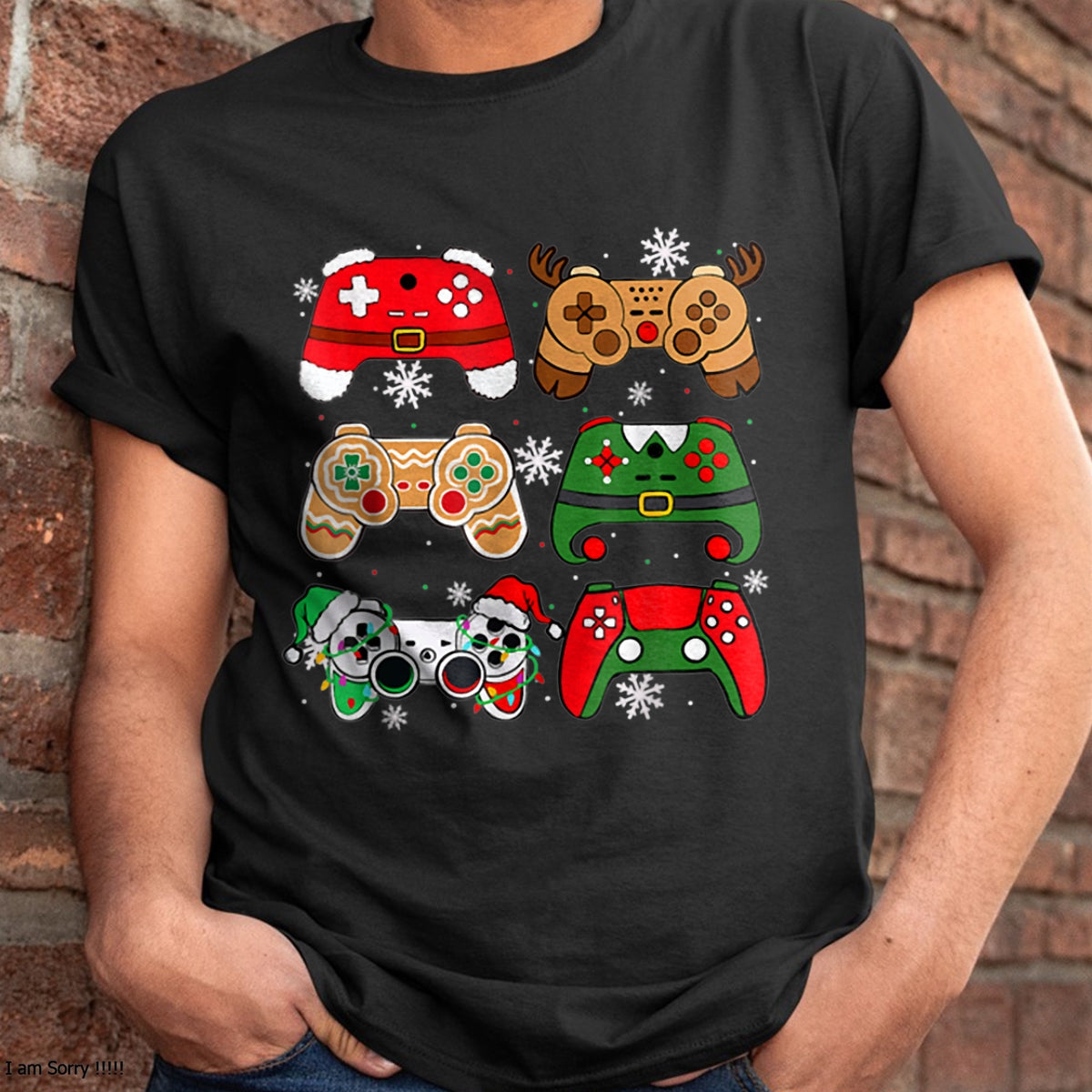 Boys Christmas Shirt Santa Elf Gaming Controllers Gamer Xmas T-Shirt - Christmas Unisex T-Shirt/Hoodie/Sweatshirt - NGHL00