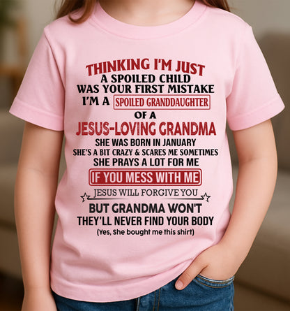 Christian Girl Shirt – Spoiled by Grandma January Edition – From Grandma to Granddaughter NGHL01 (SKU07-181-01)