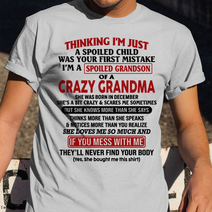 DECEMBER - I'M A SPOILED GRANDSON OF A CRAZY GRANDMA - From Grandma - NGHL12 (SKU-GMS1-NTT12)