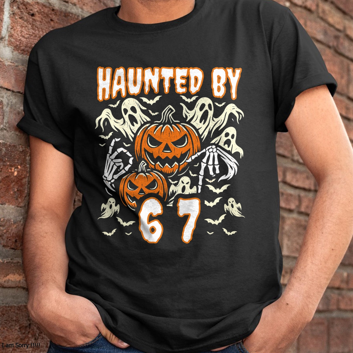Funny Six Seven Meme Gen Alpha Haunted by 67 Halloween T-Shirt - Halloween Unisex T-Shirt/Hoodie - NGHL00