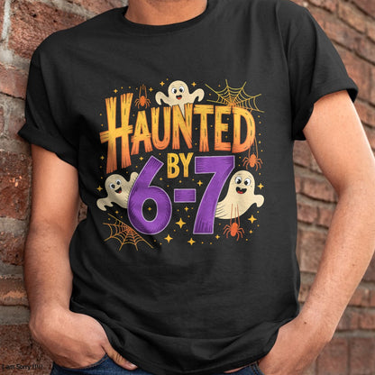 Haunted by 6-7 Halloween Ghosts and Spiders Design T-Shirt - Halloween Unisex T-Shirt/Hoodie - NGHL00