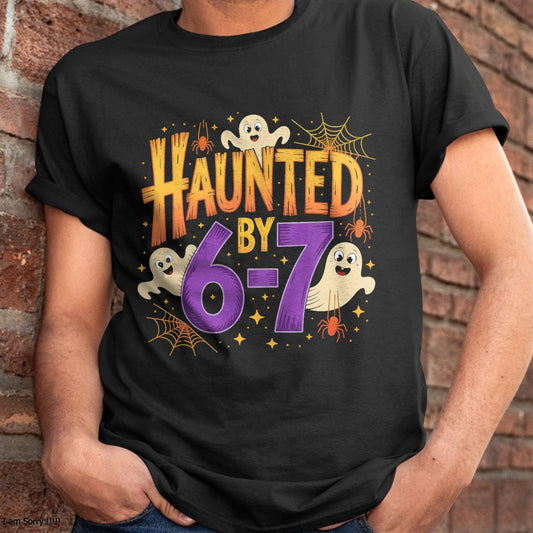 Haunted by 6-7 Halloween Ghosts and Spiders Design T-Shirt - Halloween Unisex T-Shirt/Hoodie - NGHL00