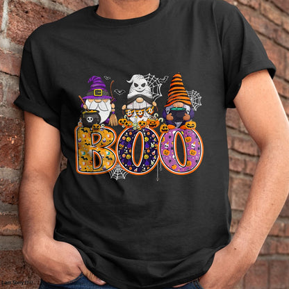 Funny Boo Witch Sipders Pumpkins Happy Halloween Gnome T-Shirt - Halloween Unisex T-Shirt/Hoodie - NGHL00