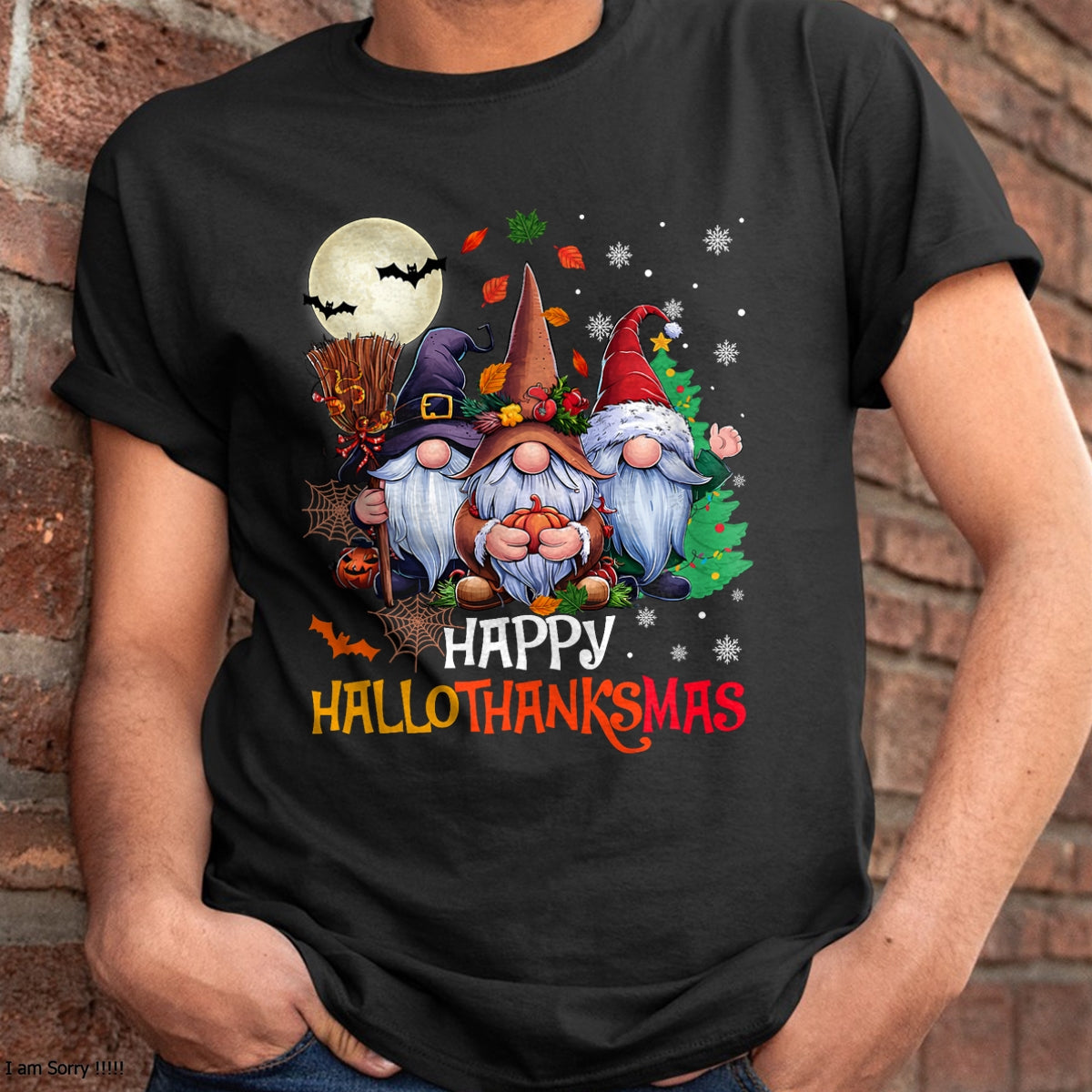 Happy Hallothanksmas Gnomes Lover Halloween Merry Christmas T-Shirt - Christmas Unisex T-Shirt/Hoodie/Sweatshirt - NGHL00