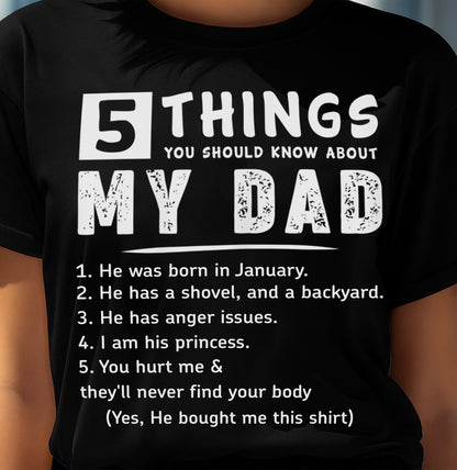 5 THINGS ABOUT MY DAD - PERFECT GIFT FOR YOUR DAUGHTER - GIFT FROM DAD - NGHL01 (SKU12-240-01)