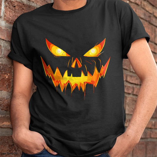 Scary Pumpkin Jack O Lantern Face Halloween Men Boys Kids T-Shirt - Halloween Unisex T-Shirt/Hoodie - NGHL00