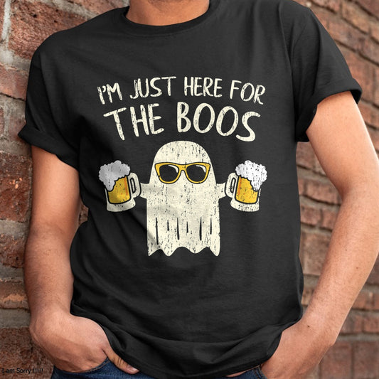 Im Just Here for the Boos Funny Gift Halloween Ghost T-Shirt - Halloween Unisex T-Shirt/Hoodie - NGHL00