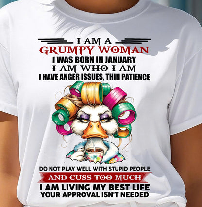 JANUARY - GRUMPY WOMAN - BIRTHDAY SHIRT FOR WOMEN - NGHL01 (SKU26T-01-22-01)