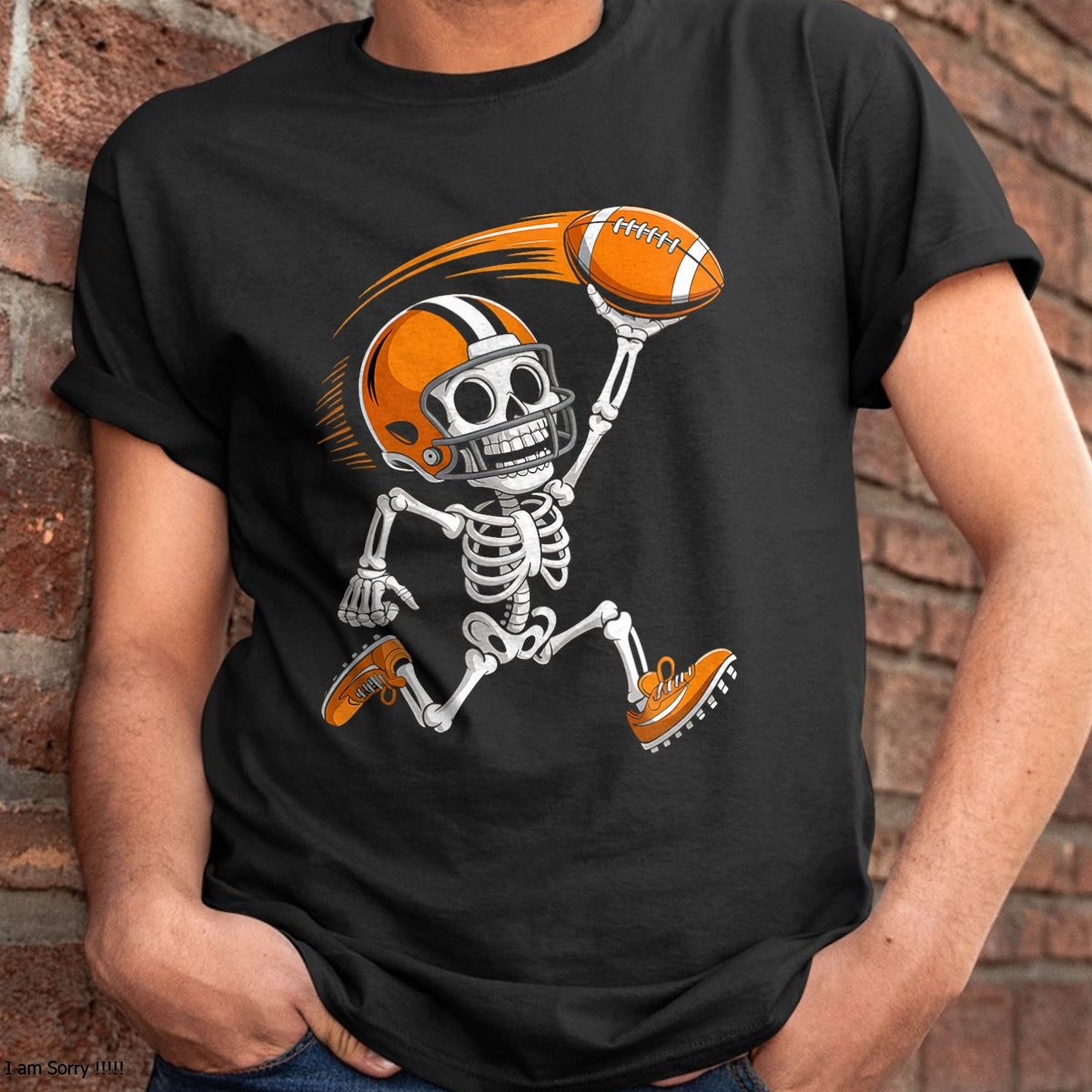 Halloween Skeleton Funny Football Shirt for Teens Boys Men T-Shirt - Halloween Unisex T-Shirt/Hoodie - NGHL00