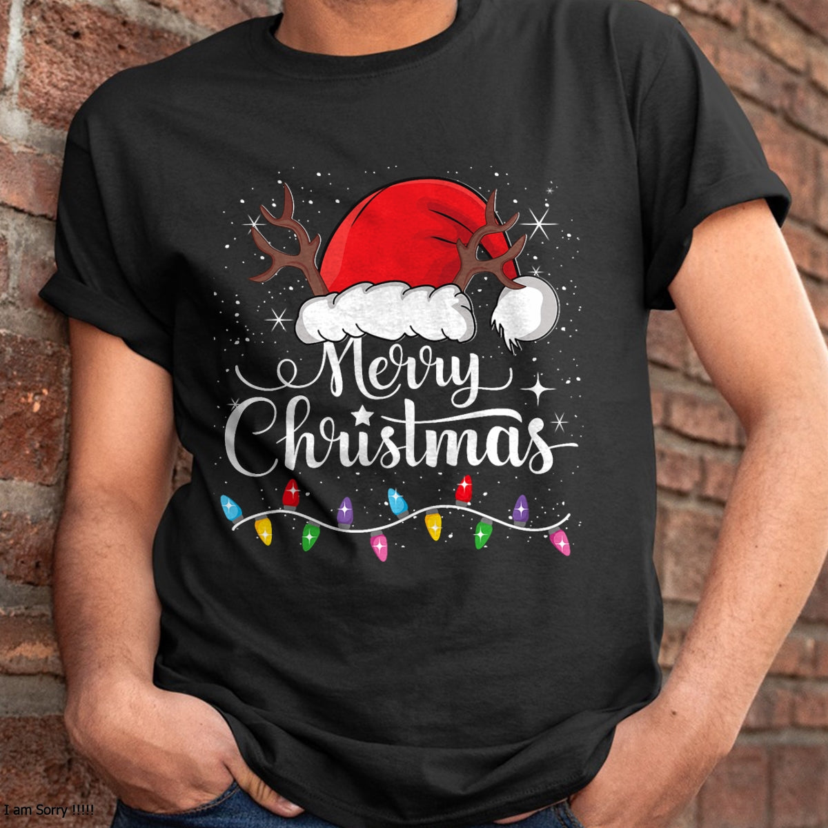 Merry Christmas Red Santa Hat Reindeer Xmas Family Men Women T-Shirt - Christmas Unisex T-Shirt/Hoodie/Sweatshirt - NGHL00