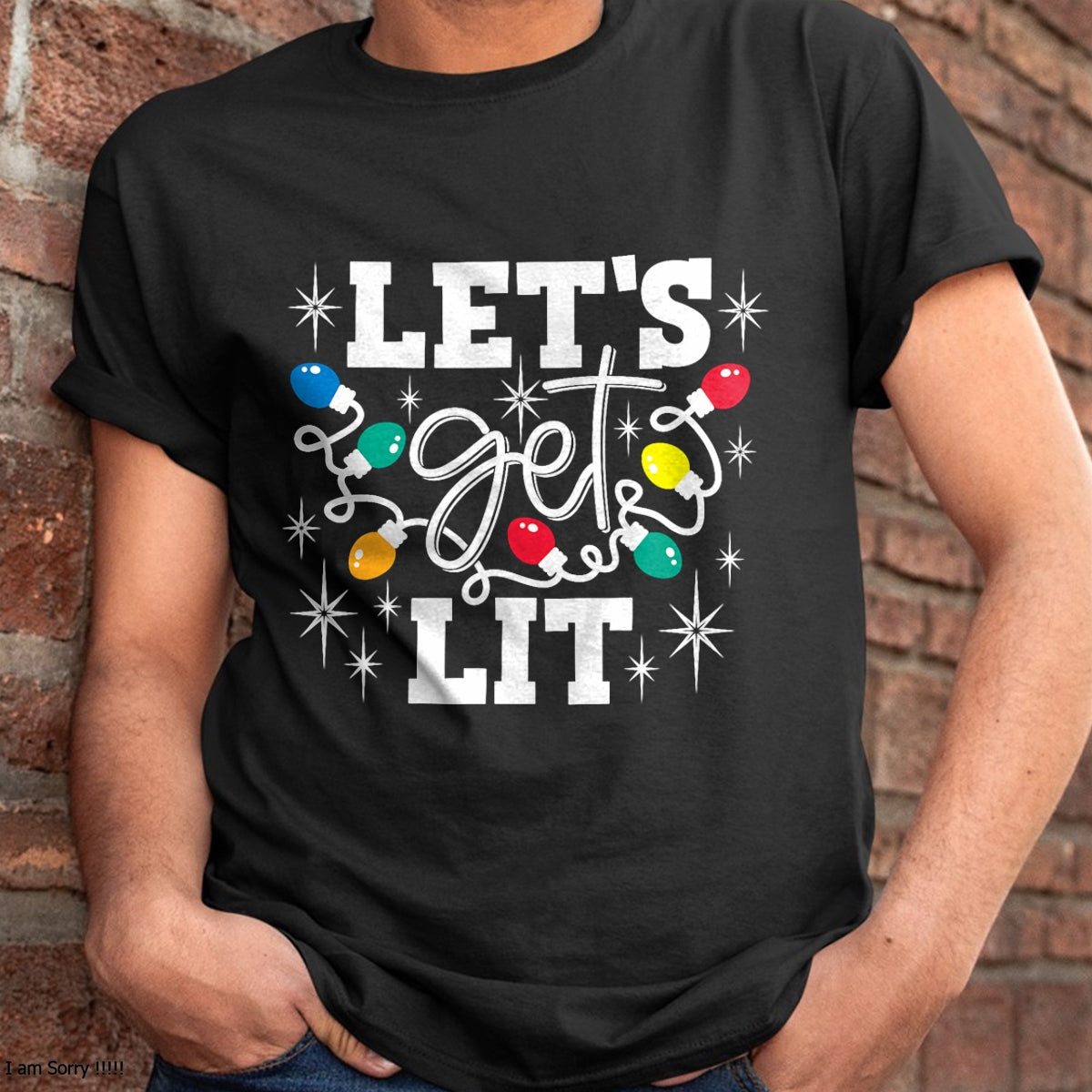 Let's Get Lit Drinking Santa Hat Christmas Lights Funny T-Shirt - Christmas Unisex T-Shirt/Hoodie/Sweatshirt - NGHL00