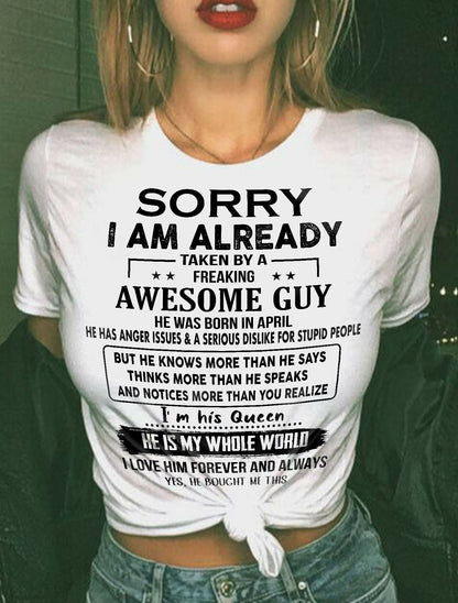 April - Awesome Boyfriend Born In April- Special gift for your Girlfriend - From Husband NGHL04 (SKUT08-11-04)