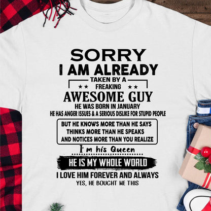 January - Awesome Guy - Perfect gift for your girlfriend or wife From Husband - NGHL01  (SKUT08-11-01)