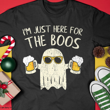 Im Just Here for the Boos Funny Gift Halloween Ghost T-Shirt - Halloween Unisex T-Shirt/Hoodie - NGHL00