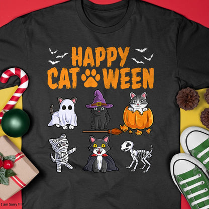 Cats Halloween Spooky Holiday Cute Kitten Cat Halloween T-Shirt - Halloween Unisex T-Shirt/Hoodie - NGHL00