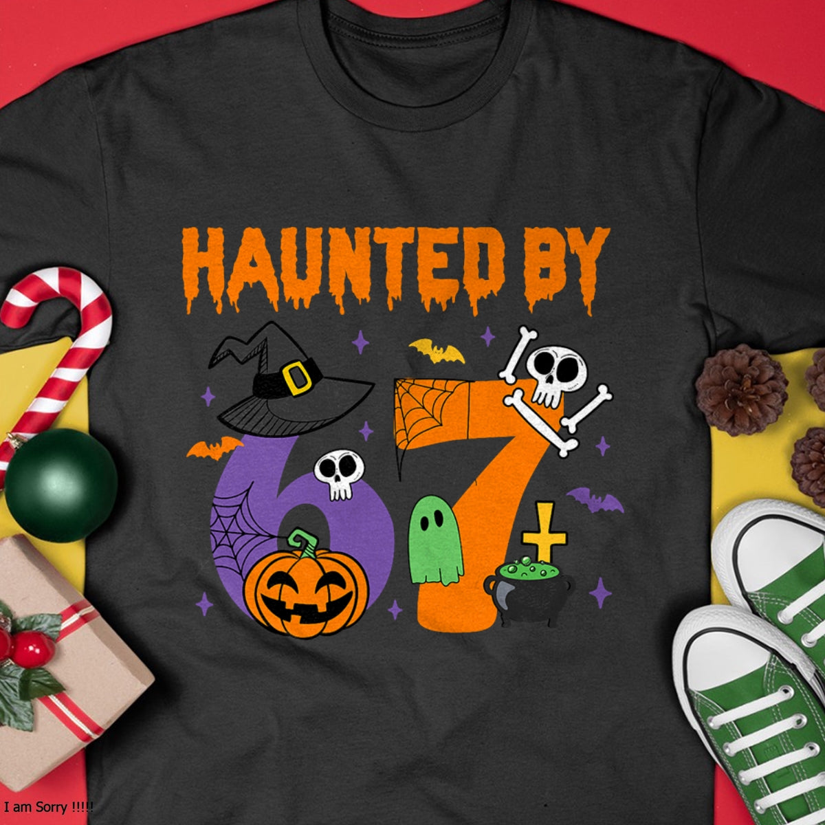 Haunted by 67 – Funny Ghost and Pumpkin Halloween Costume T-Shirt  - Halloween Unisex T-Shirt/Hoodie - NGHL00