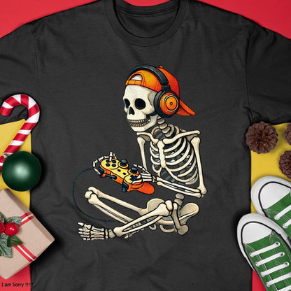 Halloween Skeleton Gamer Video Gaming Boys Men Kids Tees T-Shirt - Halloween Unisex T-Shirt/Hoodie - NGHL00