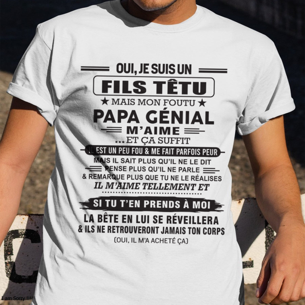 Oui, je suis un garçon têtu – T-shirt | Cadeau d’anniversaire de papa pour son fils - NGHL00 / fr00 (SKU12-260-00)