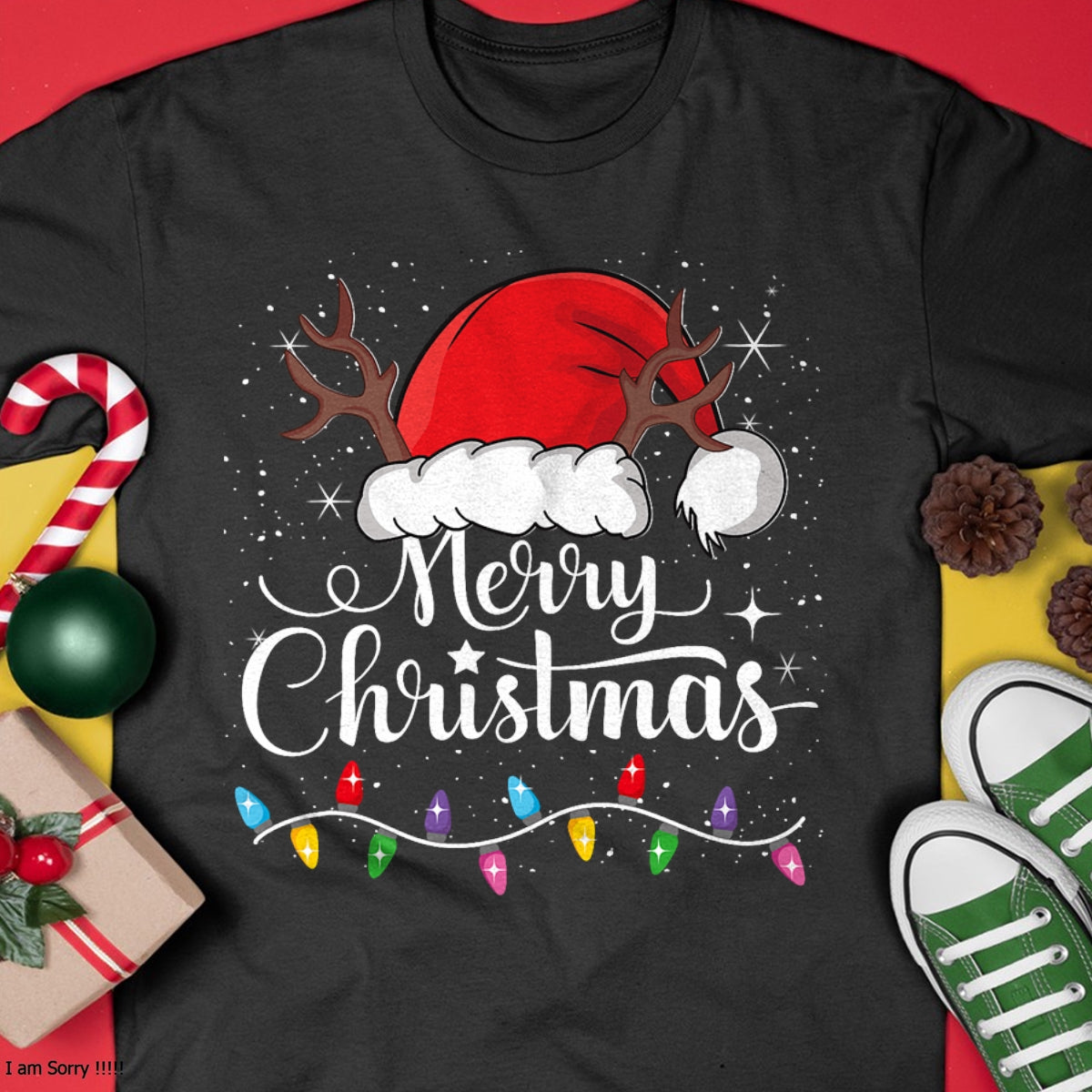 Merry Christmas Red Santa Hat Reindeer Xmas Family Men Women T-Shirt - Christmas Unisex T-Shirt/Hoodie/Sweatshirt - NGHL00