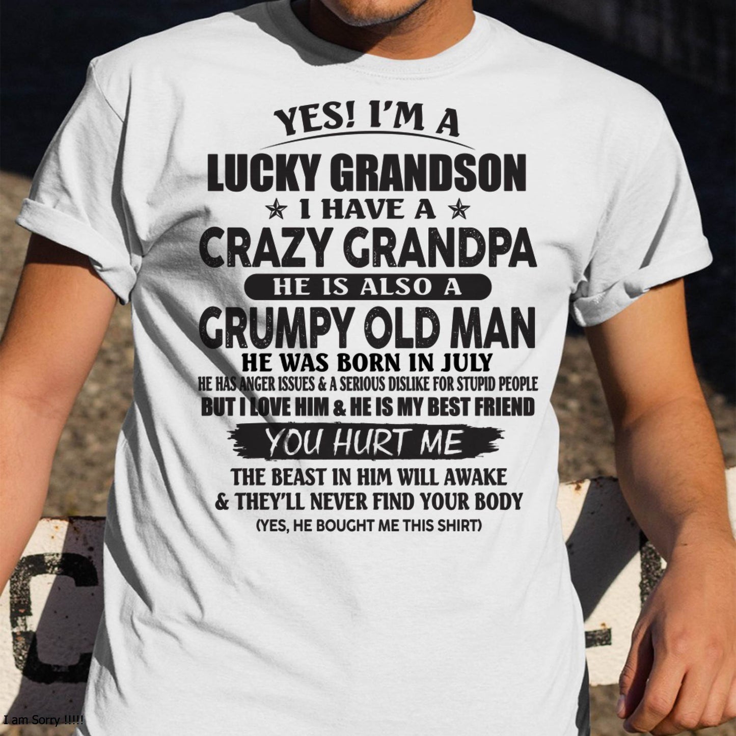 JULY - LUCKY GRANDSON OF CRAZY GRANDPA -  PERFECT GIFT FROM GRANDPA - NGHL07 (SKU12-145-07)