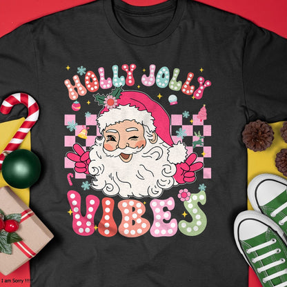 Groovy Cute Santa Claus Christmas Vibes Xmas Girls Womens T-Shirt - Christmas Unisex T-Shirt/Hoodie/Sweatshirt - NGHL00