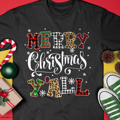 Merry Christmas Ya'll Leopard Buffalo Plaid Pajama Family T-Shirt - Christmas Unisex T-Shirt/Hoodie/Sweatshirt - NGHL00
