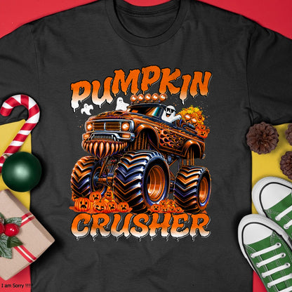 Pumpkin Crusher Monster Truck Ghosts Halloween for Boys T-Shirt - Halloween Unisex T-Shirt/Hoodie - NGHL00